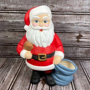 Vintage 1990 Santa Claus St. Nicholas Sack Hand Painted Ceramic Figure 10" Tall